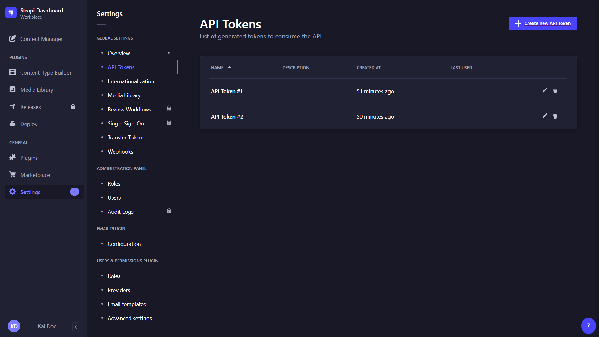 API tokens